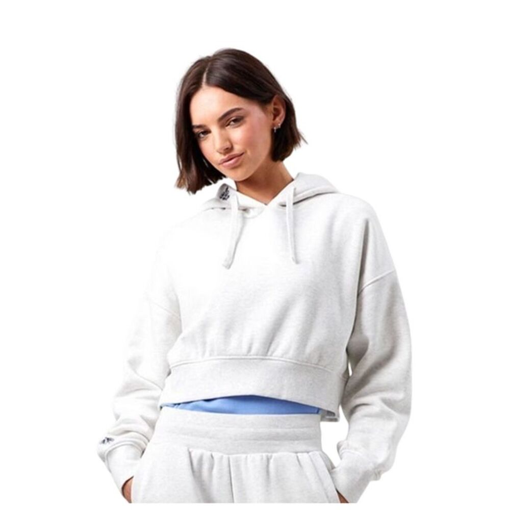 Original Creator Womens/Ladies Water Repellent Crop Hoodie / White Marl